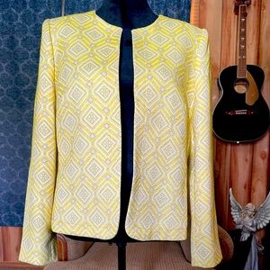 Yellow Geometric Women's open front Jacket
